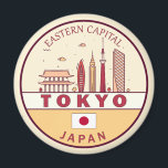 Tokyo Japan City Skyline Emblem Magnet<br><div class="desc">Tokyo minimalistisches,  farbenfrohes Kunstdesign mit Denkmälern und Sehenswürdigkeiten der Stadt in Japan.</div>