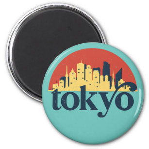 Tokyo Japan City Skyline Retro City Art Magnet