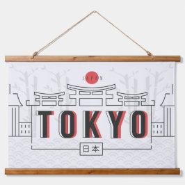 Tokyo Japan Hangband Wandteppich Mit Holzrahmen