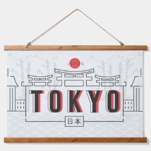 Tokyo Japan Hangband Wandteppich Mit Holzrahmen
