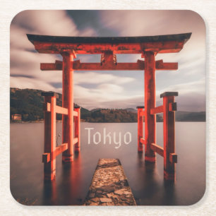 Tokyo Japan Lake Mountains Rechteckiger Pappuntersetzer