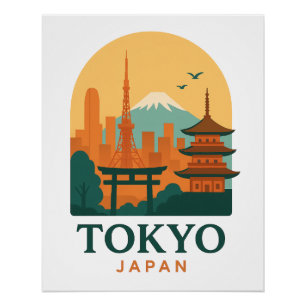 Tokyo Japan Minimalistisches Reiseplakat – Glänzen Poster
