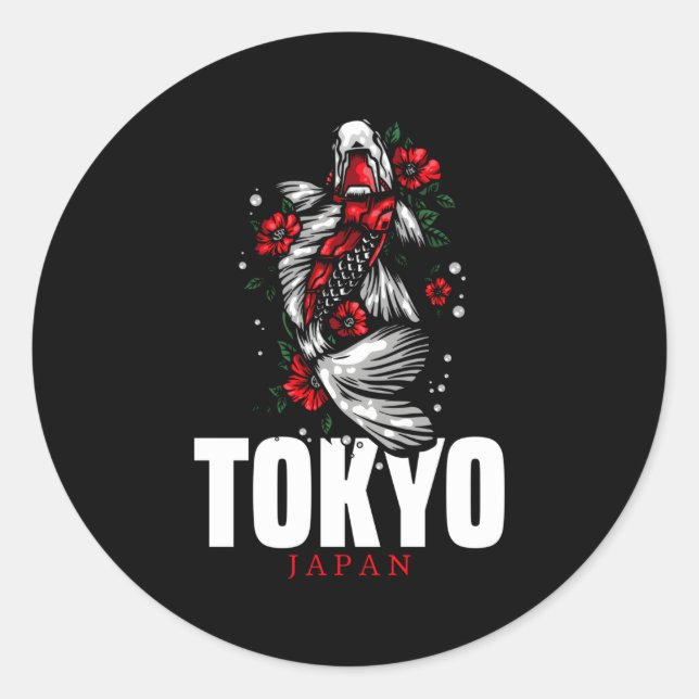 Tokyo Japan Nishikigoi Koi Fish Carp Runder Aufkleber (Vorderseite)