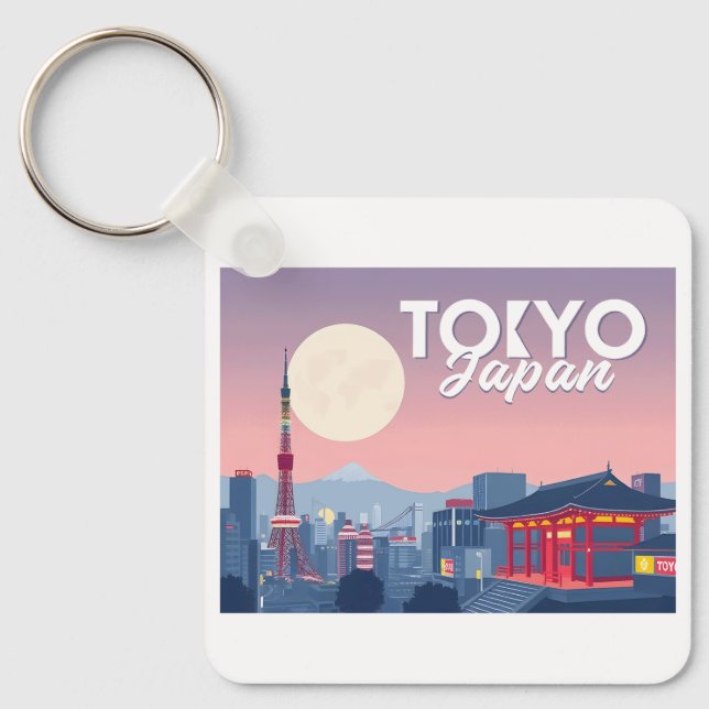Tokyo Japan Pastelltravel Design Schlüsselanhänger (Vorderseite)