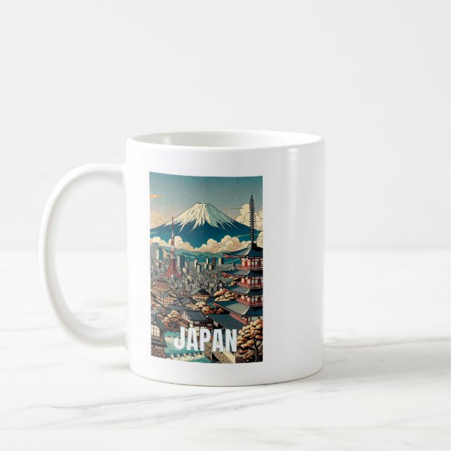 Tokyo Japan Pittoresque Mug - Illustration Iconiqu (Gauche)