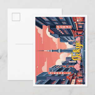 Tokyo Japan Pop Kunstreise Illustration Postkarte