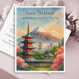 Tokyo Japan Save the Date Wedding Card Custom Postkarte