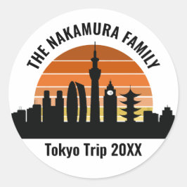 Tokyo Japan Sunset Custom Vacation Souvenir Runder Aufkleber