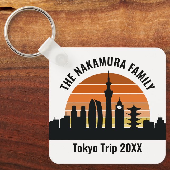 Tokyo Japan Sunset Custom Vacation Souvenir Schlüsselanhänger (Vorderseite)