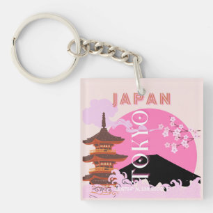 Tokyo Japan Travel Art, Retro Travel Art, Rose