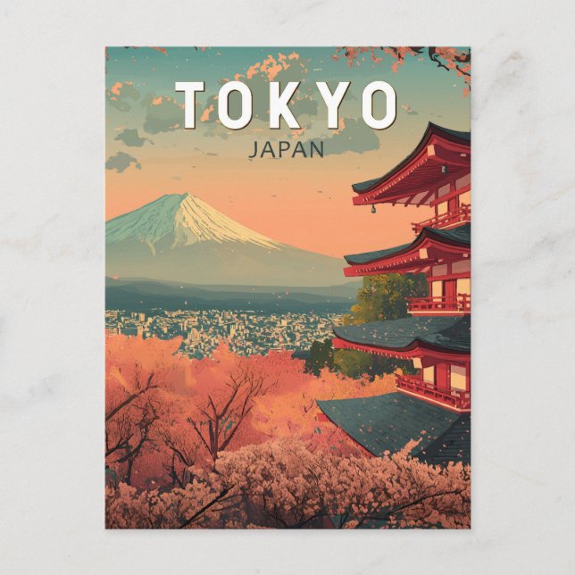 Tokyo Japan Travel Art Vintage Postkarte (Vorderseite)