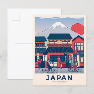 Tokyo Japan Vintag Illustration Travel Postkarte