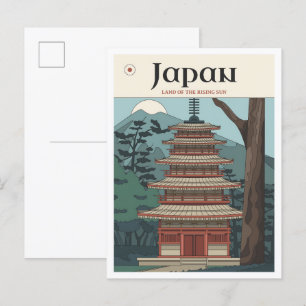 Tokyo Japan Vintag Illustration Travel Postkarte