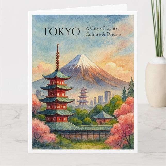 Tokyo Japan Vintag Skyline Reisekarte Karte (Vorderseite)