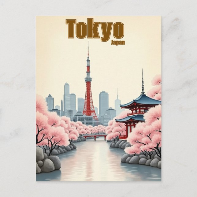 Tokyo Japan Vintager berühmter Reiseort Postkarte (Vorderseite)