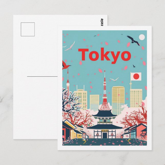 Tokyo Japan Vintager berühmter Reiseort Postkarte (Vorne/Hinten)