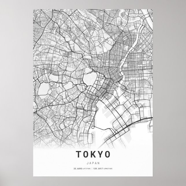 Tokyo Kartografie Stadtkarte Poster (Vorne)