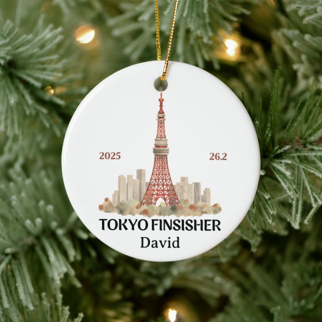 Tokyo Marathon 2025, Marathon Finisher Geschenk Keramik Ornament (Baum)