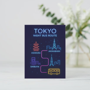 Tokyo Nacht Neon Postkarte   Japan Reise Souvenir