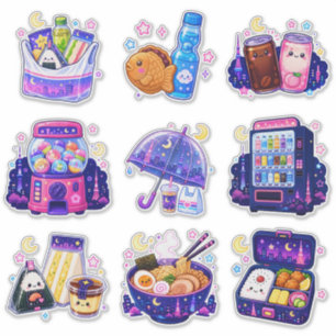 Tokyo Night Snacks Kawaii Vinyl-Aufkleber Set Aufkleber