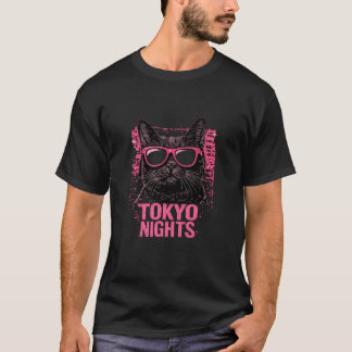 Tokyo Nights Katze T-Shirt – Coole Katze mit Brill
