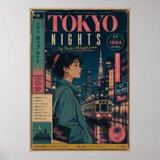 Tokyo Nights Retro City Pop Poster | Vintage Japan