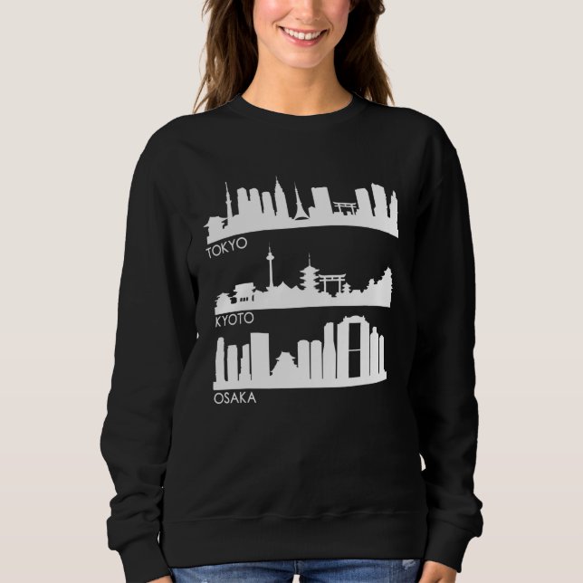 Tokyo Osaka Kyōto Japan Cities Skyline Sweatshirt (Vorderseite)