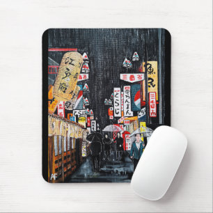 Tokyo-Regen-Gemälde von Alfred Fox Mousepad