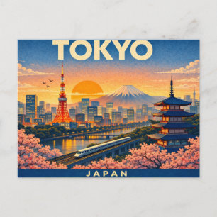 Tokyo Retro-Reisepostkarte Postkarte