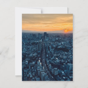 Tokyo Skyline bei Sonnenuntergang Urban City Postkarte