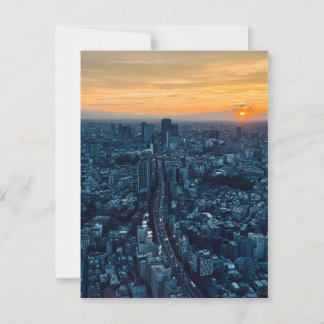Tokyo Skyline bei Sonnenuntergang Urban City Postkarte