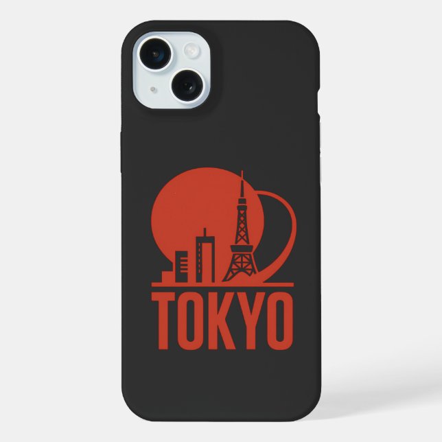 Tokyo Skyline Circle Design iPhone 15 Plus Hülle (Rückseite)