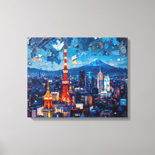Tokyo Skyline Premium Leinwand Mauer Nachtstadt