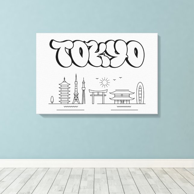 Tokyo Skyline Urban Graffiti Stretched Leinwand Ar (Insitu (Holzboden))