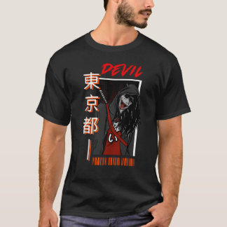 Tokyo Teufel Oni Samurai Kunst Druck - Japanischer T-Shirt