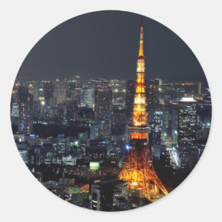 Tokyo Tower by Night: Runder Aufkleber
