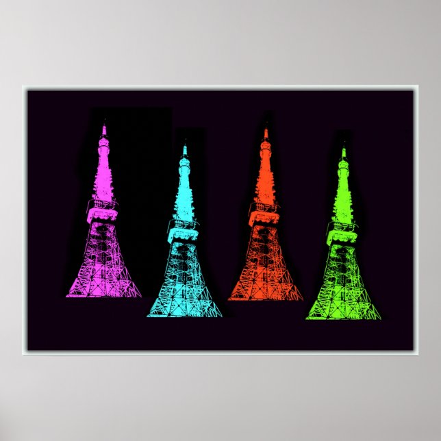 Tokyo Tower Collage Poster (Vorne)