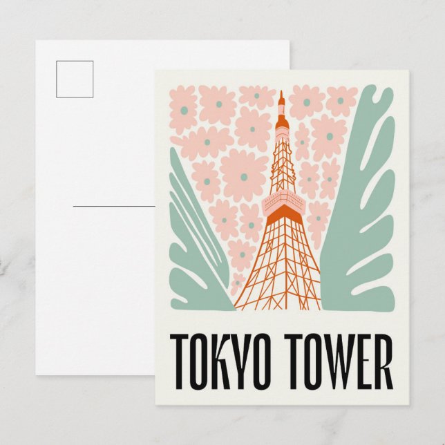 Tokyo Tower Japan abstrakte Reise Postkarte (Vorne/Hinten)