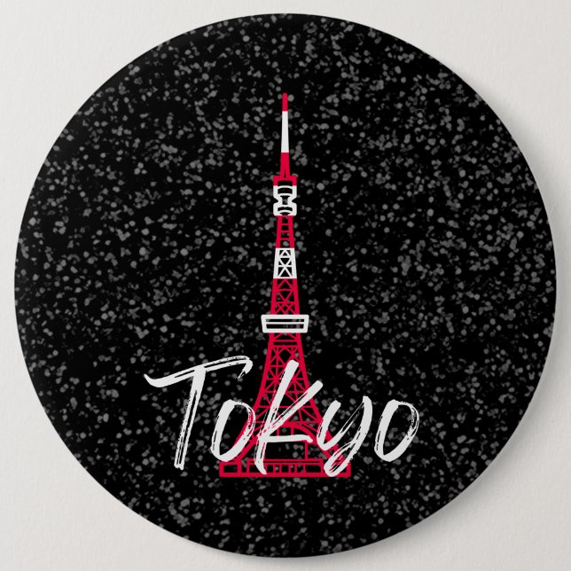 Tokyo Tower Sketch von Minato, Tokio, Japan Button (Vorderseite)
