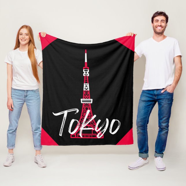 Tokyo Tower Sketch von Minato, Tokio, Japan Fleecedecke (Beispiel)
