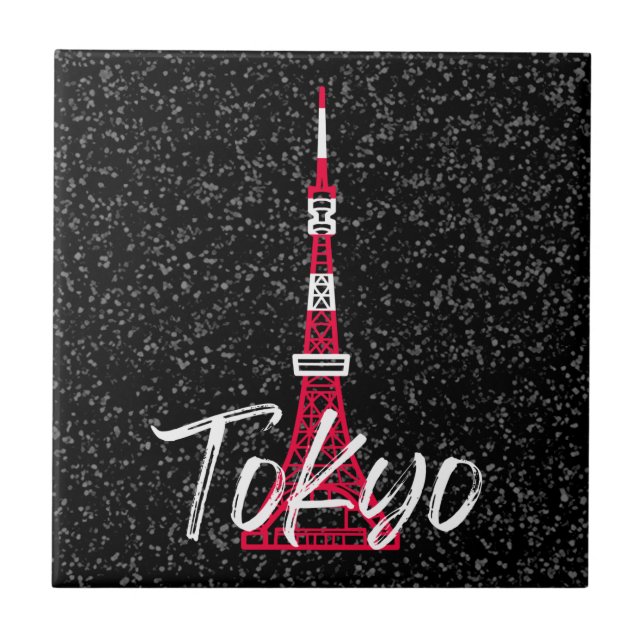 Tokyo Tower Sketch von Minato, Tokio, Japan Fliese (Vorderseite)