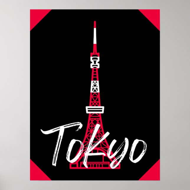 Tokyo Tower Sketch von Minato, Tokio, Japan Poster (Vorne)