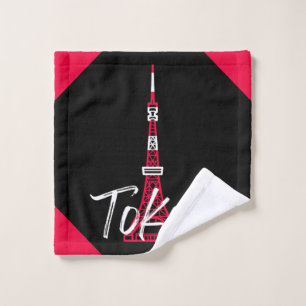 Tokyo Tower Sketch von Minato, Tokio, Japan Waschlappen