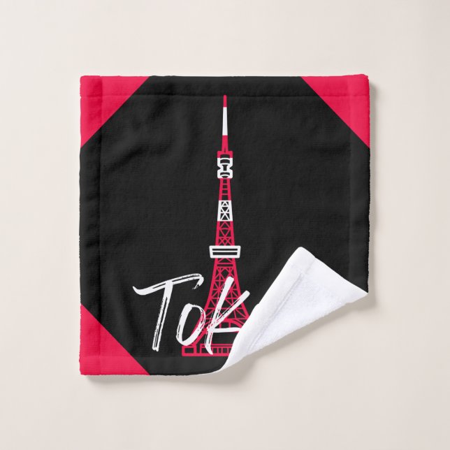 Tokyo Tower Sketch von Minato, Tokio, Japan Waschlappen (Waschlappen)