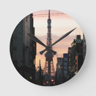 Tokyo Tower Sunrise 東 タ ワ 日 出 京 Runde Wanduhr