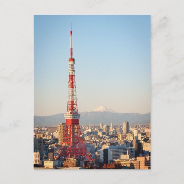 Tokyo Tower und Fujisan Postkarte (Vorderseite)