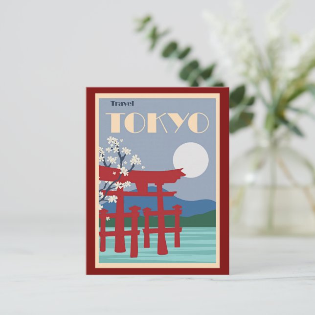 Tokyo Travel Poster Postkarte (Stehend Vorderseite)