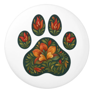 Tole-polierte Pawprint Design Folk Art Keramik Kno Keramikknauf