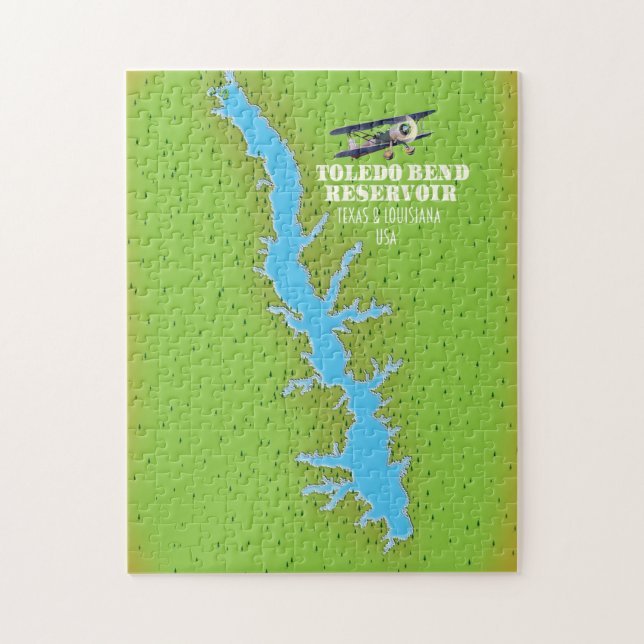 Toledo Bend Reservoir Texas & Louisiana Karte (Vertikal)