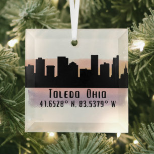 Toledo OH City Skyline Glasdekoration Ornament Aus Glas